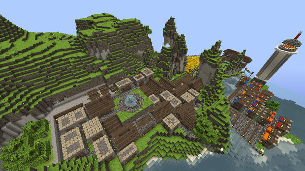 Minecraft 港町のある村 昼ver カイル さんのイラスト ニコニコ静画 イラスト
