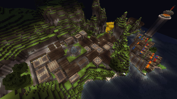 Minecraft 港町のある村 夜ver カイル さんのイラスト ニコニコ静画 イラスト