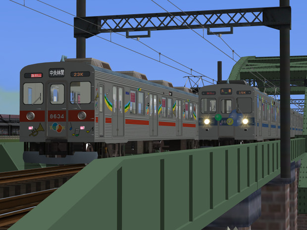 Railsim 鉄橋上でのすれ違い ざきみや さんのイラスト ニコニコ静画 イラスト