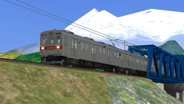 【RailSim】 鉄橋を渡る長電車