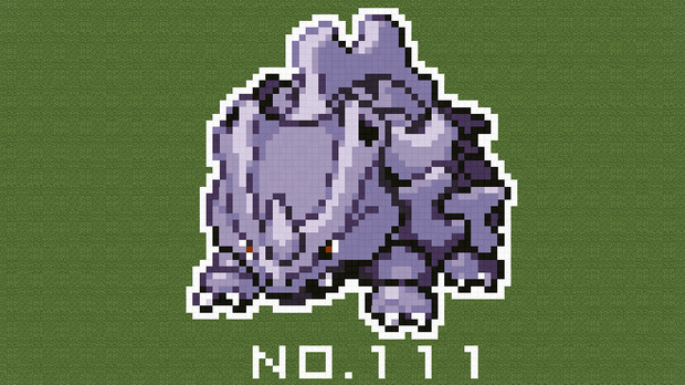 マイクラ ポケモン図鑑no 111 ドット絵 のむちょん さんのイラスト ニコニコ静画 イラスト