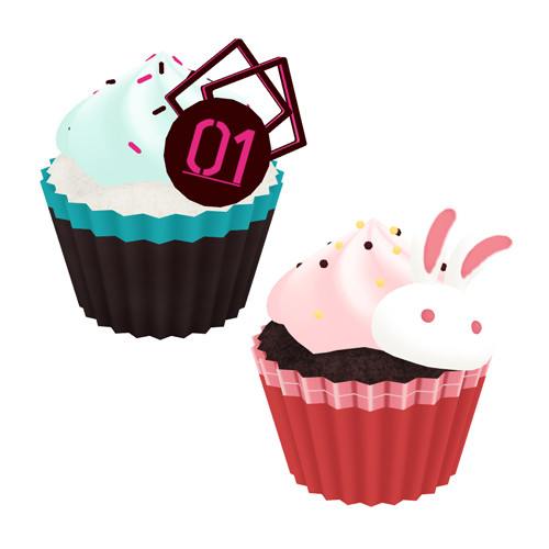 ミクとユキのカップケーキ Ver1 1 Azyazya さんのイラスト ニコニコ静画 イラスト