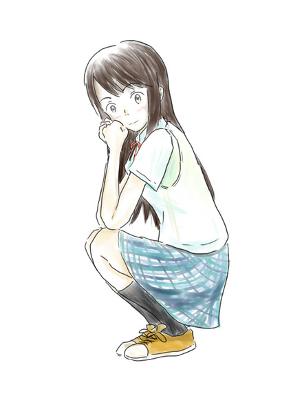 座る女子高生 なつき さんのイラスト ニコニコ静画 イラスト