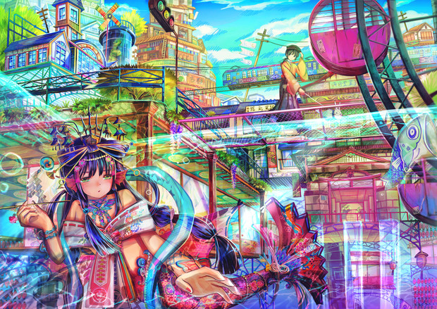 花魁人魚とハイカラの町 ふわふわしっぽ W さんのイラスト ニコニコ静画 イラスト