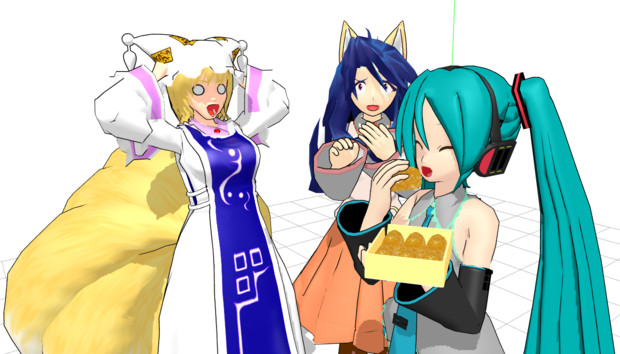 Mmdモデル配布あり いなり寿司 おキツネ様大パニック Hbk ペパクラp さんのイラスト ニコニコ静画 イラスト