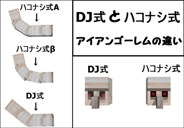 【MMD】DJ式、ハコナシ式アイアンゴーレムの比較【Minecraft】