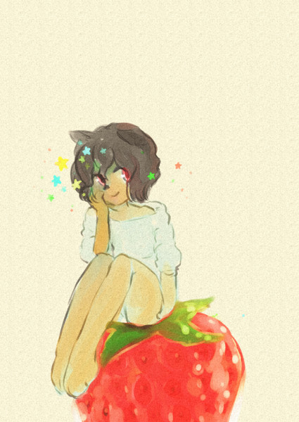 いちごの上の犬耳少女 もにゃ さんのイラスト ニコニコ静画 イラスト