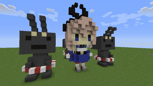 Minecraft 島風ちゃんと連装砲ちゃん ドットアート 怪盗かにぱんだー さんのイラスト ニコニコ静画 イラスト