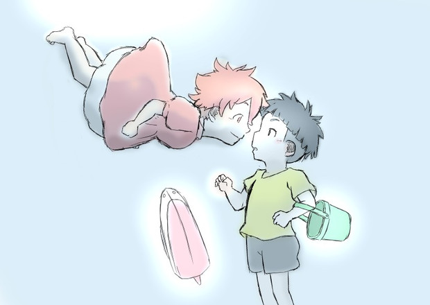 ポニョとそうすけのあのシーンを写しただけ 福井みるきぃ さんのイラスト ニコニコ静画 イラスト