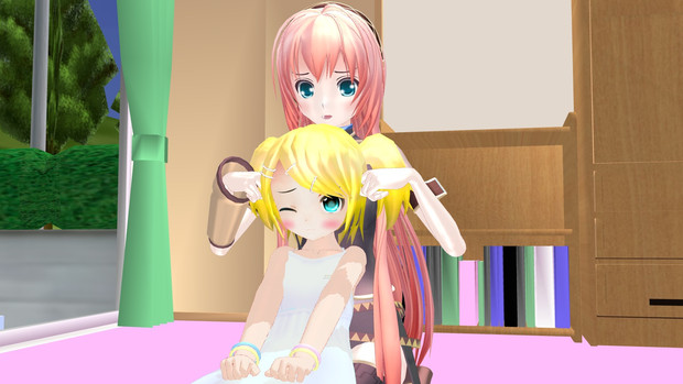 ルカがちびリンにぐりぐり Guriguri さんのイラスト ニコニコ静画 イラスト