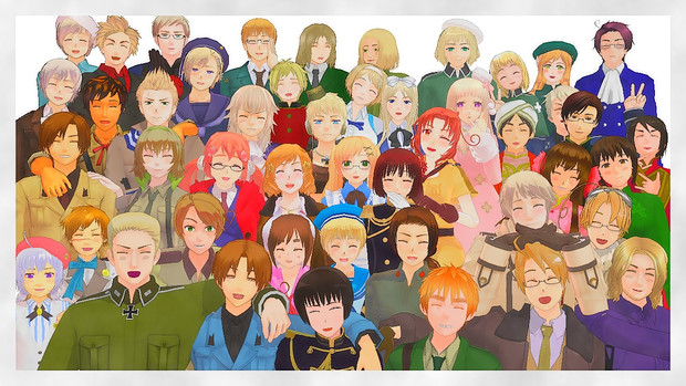 Apヘタリアmmd 世界のみんなで福笑い 集合写真 なつさば さんのイラスト ニコニコ静画 イラスト