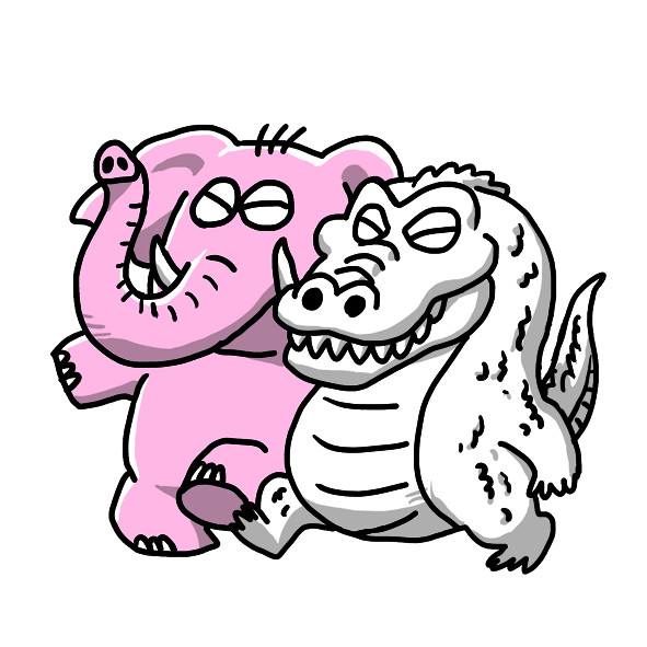動画用素材絵 ピンクのゾウと白いワニ 黒汐 さんのイラスト ニコニコ静画 イラスト