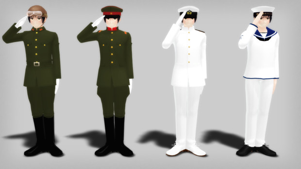 【MMD】挙手注目の礼【帝國陸海軍の場合】