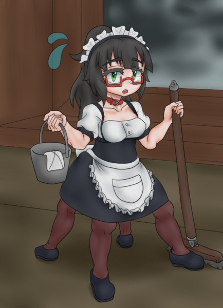多脚で目にクマ眼鏡そばかすメイド。