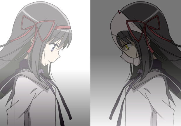暁美ほむら 光と影 モンプチ さんのイラスト ニコニコ静画 イラスト