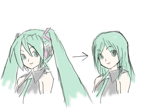 初音ミクの髪型を変えてみた 化マ さんのイラスト ニコニコ静画 イラスト