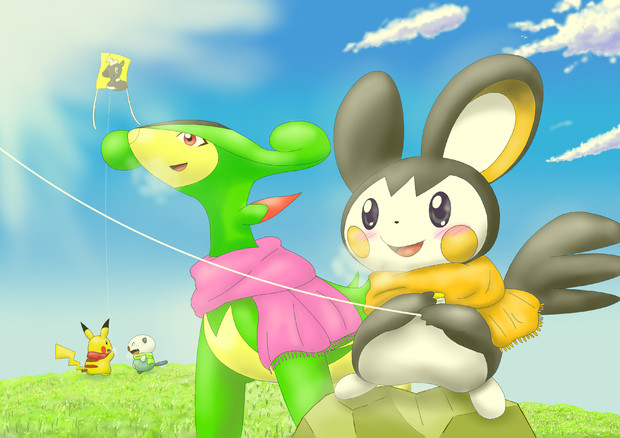 キミと一緒に凧揚げを楽しんで マリン さんのイラスト ニコニコ静画 イラスト