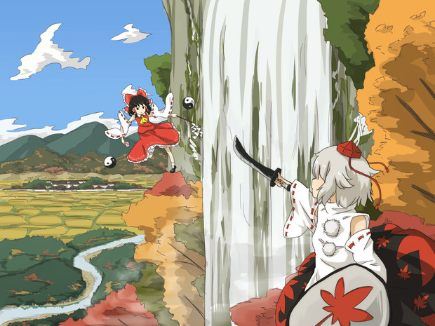 秋めく滝 千草もちくさ さんのイラスト ニコニコ静画 イラスト