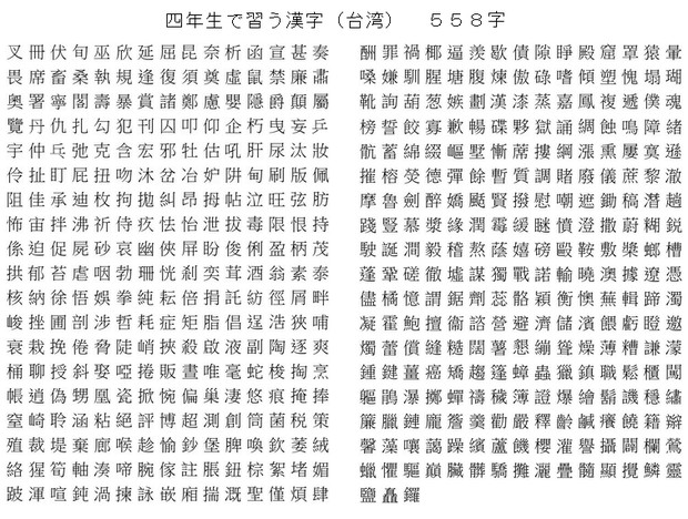 台湾の小学四年生が習う漢字 ５５８字 栃木那須 初代 さんのイラスト ニコニコ静画 イラスト