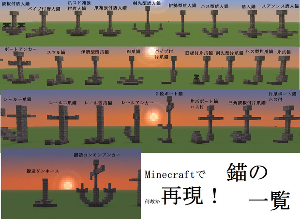 【minecraft】錨の一覧【再現】