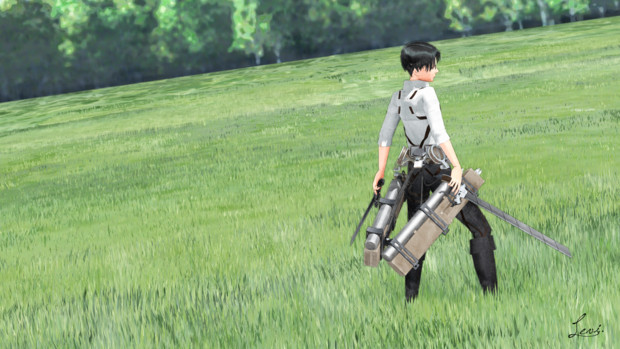 絵画風 草原の兵長 進撃のmmd 納豆チーズ さんのイラスト ニコニコ静画 イラスト