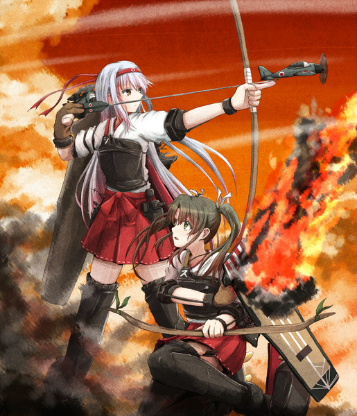 五航戦 奮戦ス 翔鶴 瑞鶴 艦これ カンダマサヨシ さんのイラスト ニコニコ静画 イラスト