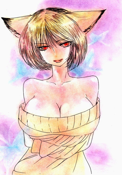 肩出しセーター ニコニコ静画 イラスト