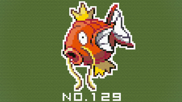 マイクラ ポケモン図鑑no 129 ドット絵 のむちょん さんのイラスト ニコニコ静画 イラスト