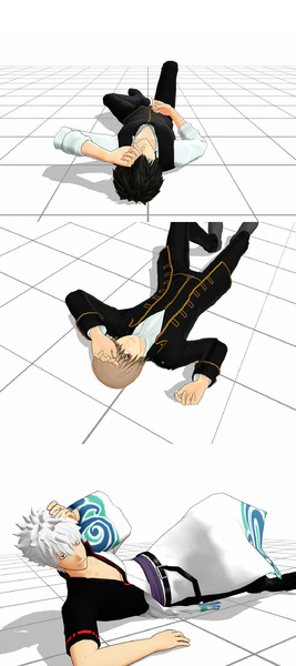 ポーズ配布 銀魂の3人が横になっています Lite さんのイラスト ニコニコ静画 イラスト