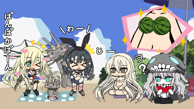 全裸正座待機の島風とスイカップ マリー さんのイラスト ニコニコ静画 イラスト