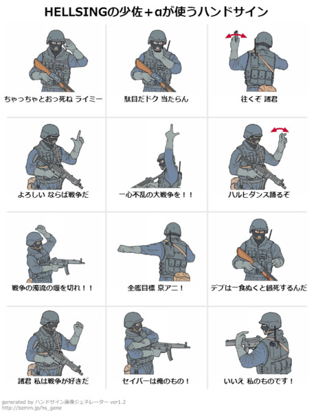 少佐 Aがよく使うハンドサイン一覧 ポン太 さんのイラスト ニコニコ静画 イラスト