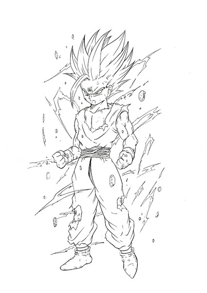 超サイヤ人2少年悟飯（線画） / DBz さんのイラスト - ニコニコ静画 (イラスト)