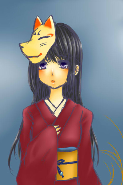 狐面の和服女の子 かるぼん さんのイラスト ニコニコ静画 イラスト
