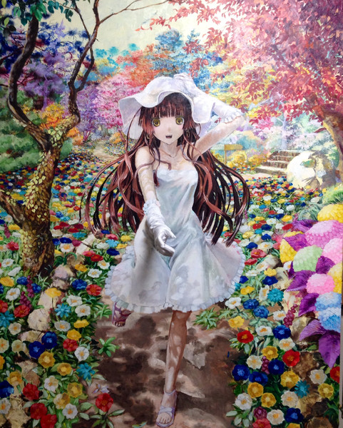 ニコニコ超会議 画面の中の女の子と手をつなげる 100号油絵 まるなげひろば カバヂ さんのイラスト ニコニコ静画 イラスト