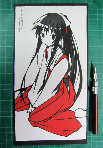 ３色切り絵で巫女服里香ちゃん S Thurk さんのイラスト ニコニコ静画 イラスト