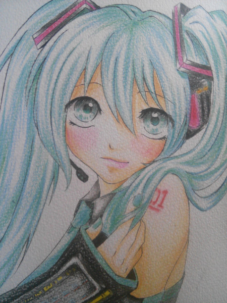 初音ミク 色鉛筆画