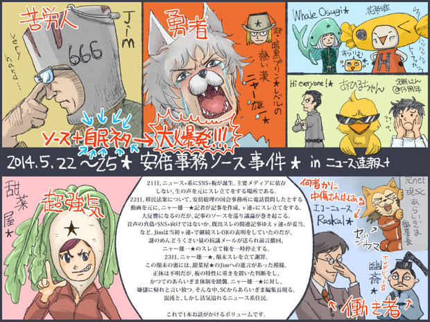 安倍事務ソース事件 すがもふ さんのイラスト ニコニコ静画 イラスト