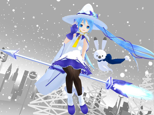雪ミクあっぴぃ来ましたよ 魔法の箒モード てらっち さんのイラスト ニコニコ静画 イラスト