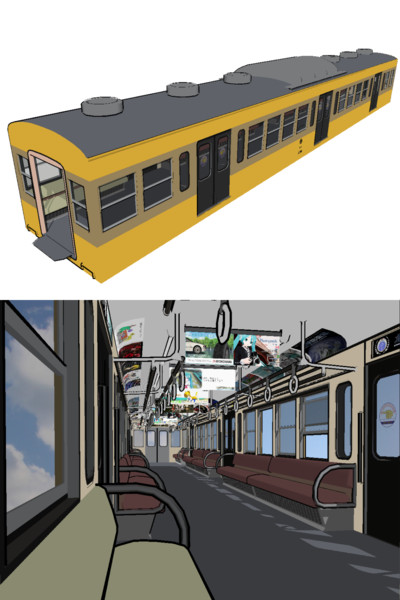 【配布】とある私鉄電車の内装。