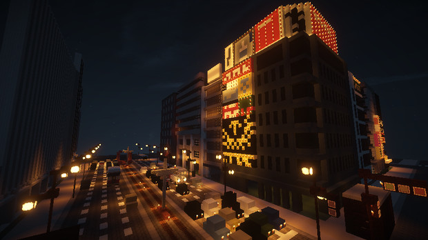 Minecraft 繁華街の夜景 その５ さとー さんのイラスト ニコニコ静画 イラスト