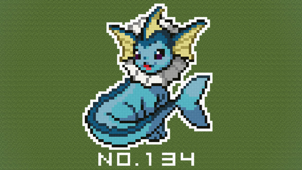 マイクラ ポケモン図鑑no 134 ドット絵 のむちょん さんのイラスト ニコニコ静画 イラスト