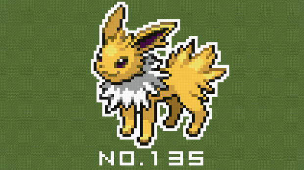 マイクラ ポケモン図鑑no 135 ドット絵 のむちょん さんのイラスト ニコニコ静画 イラスト