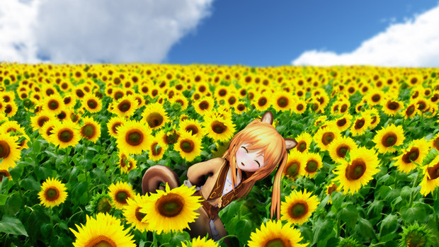 ひまわり畑とリーア かしの ひのき さんのイラスト ニコニコ静画 イラスト