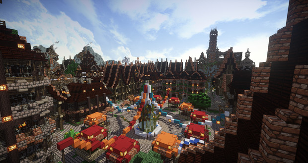 Minecraft 貿易都市 仮 商業区噴水広場 ちばたろう さんのイラスト ニコニコ静画 イラスト
