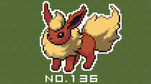 【マイクラ】ポケモン図鑑NO.136【ドット絵】