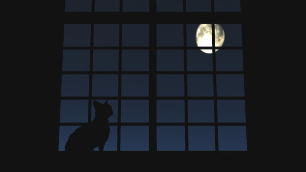 窓辺の猫と空の月 多喜丸 さんのイラスト ニコニコ静画 イラスト