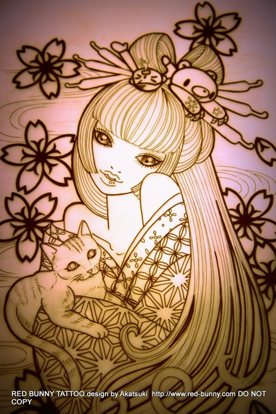 猫と少女 タトゥーデザイン Redbunnytattoo さんのイラスト ニコニコ静画 イラスト
