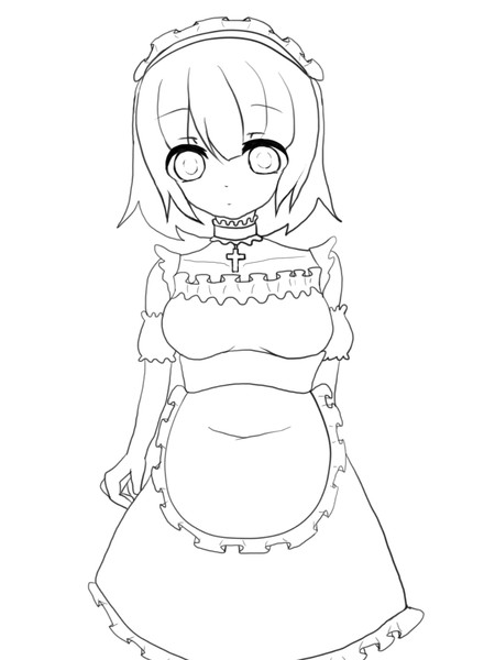 メイドさん線画 サン ペプシ さんのイラスト ニコニコ静画 イラスト