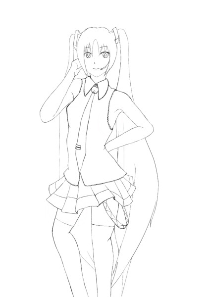 初ペンタブ初音線画 Liquid さんのイラスト ニコニコ静画 イラスト