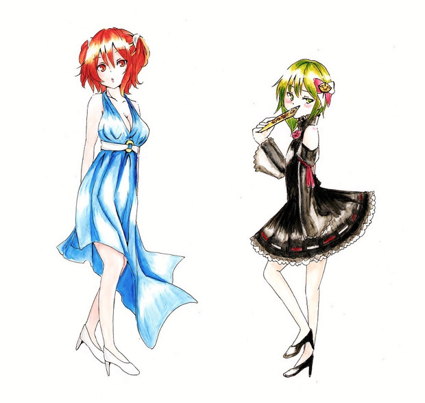 企画で描いたドレスの二人 葉慈姫 さんのイラスト ニコニコ静画 イラスト